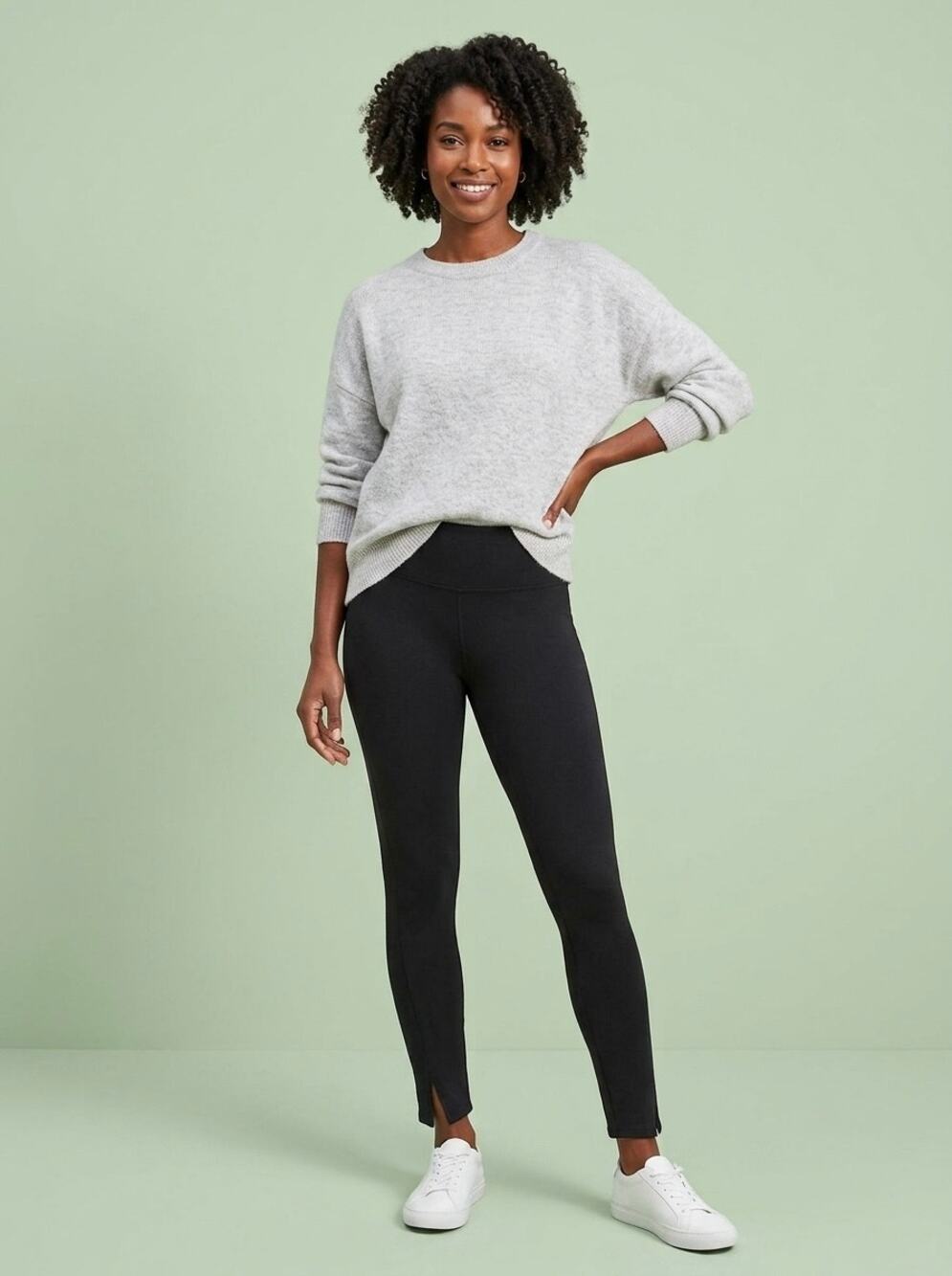 SPANX Black Ponte Split Hem Slimming Leggings Ankle Length Pants XL NWOT